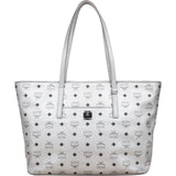 MCM Monogram Visetos Metallic Liz Shopper Tote Shoulder Bag