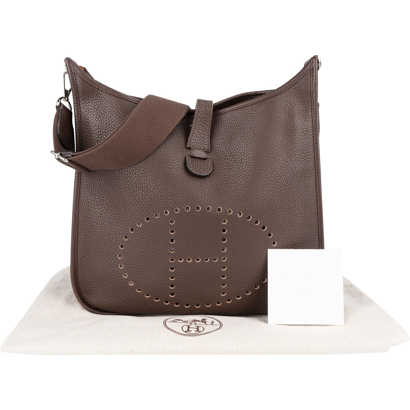 Hermès Brown Clemence Leather Evelyne III GM Crossbody Bag - vintageandkickz