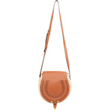 Chloé Raffia Grained Leather Marcie Saddle Crossbody Bag