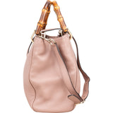 Gucci Pink Leather Bamboo Handbag