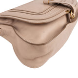 Chloé Beige Grained Calfskin Marcie Top Handle Shoulder Bag