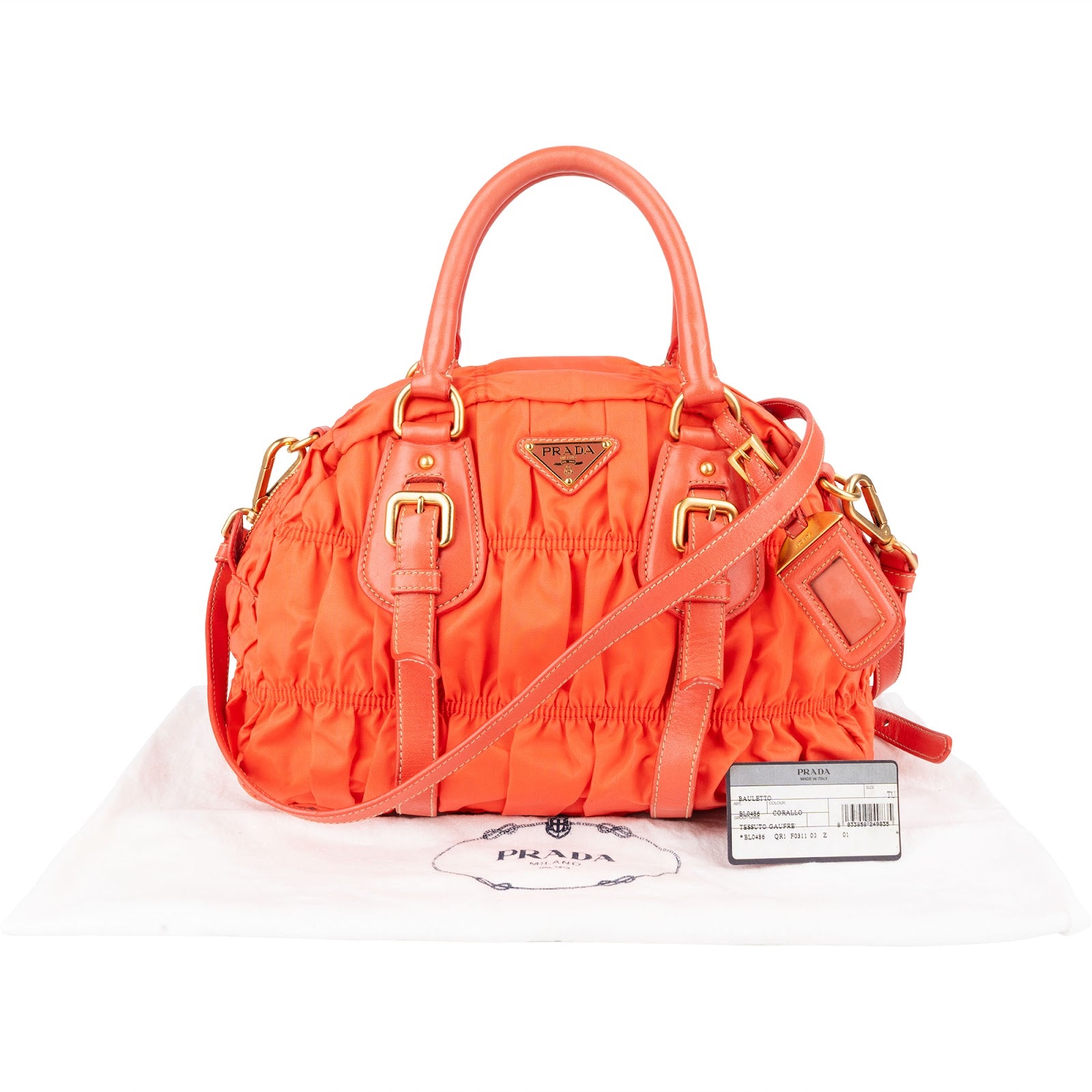 [🔄️B11 / F15] Prada Tessuto Gaufre Bauletto Bag Handbag - vintageandkickz