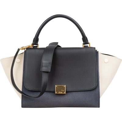 Céline Tricolor Leather and Canvas Trapeze Handbag