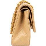 Chanel Quilted Lambskin 24K Medium Gold Double Flap Shoulder Bag
