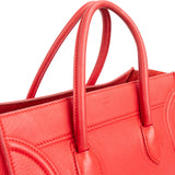 Céline Red Drummed Calfskin Large Luggage Handbag