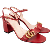 Gucci Red Leather GG Marmont Sandal Heels (38,5)