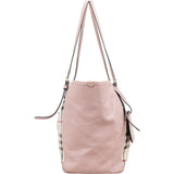 Burberry Haymarket Check Leather Canter Tote Shoulder Bag