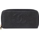Chanel Caviar Leather Timeless CC Zipper Wallet - vintageandkickz