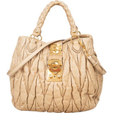 Miu Miu Matelassé Nappa Leather Hobo Shopping Handbag