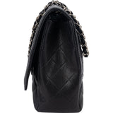 Chanel Quilted Caviar Leather Palladium Maxi Single Flap Crossbody Bag