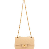 Chanel Quilted Lambskin 24K Gold Small Double Flap Shoulder Bag