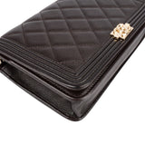 Chanel Quilted Caviar Leather Boy Wallet On Chain Crossbody Bag