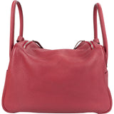 Hermès Clemence Leather Palladium Lindy 34 Rubis Handbag