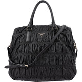 Prada Black Matelassé Nappa Leather Gaufre Hobo Handbag