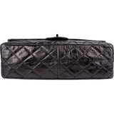 Chanel Aged Qulited Calfskin 2.55 Reissue So Black Jumbo Double Flap Crossbody Bag