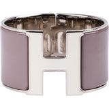 Hermès Silver Tone Lilac Clic H Wide Bracelet