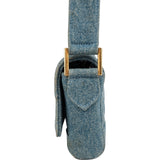 Chanel Iconic Quilted Denim 24K Gold Single Flap Runaway Shoulder Bag