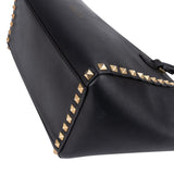 Valentino Black Calfskin Rockstud Small Tote Handbag