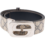 Gucci Multicolor Leather GG Supreme Canvas Reversible G Buckle Belt (80/32)