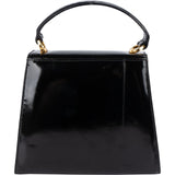 Salvatore Ferragamo Black Patent Calf Leather Vara Bow Top Handle Handbag