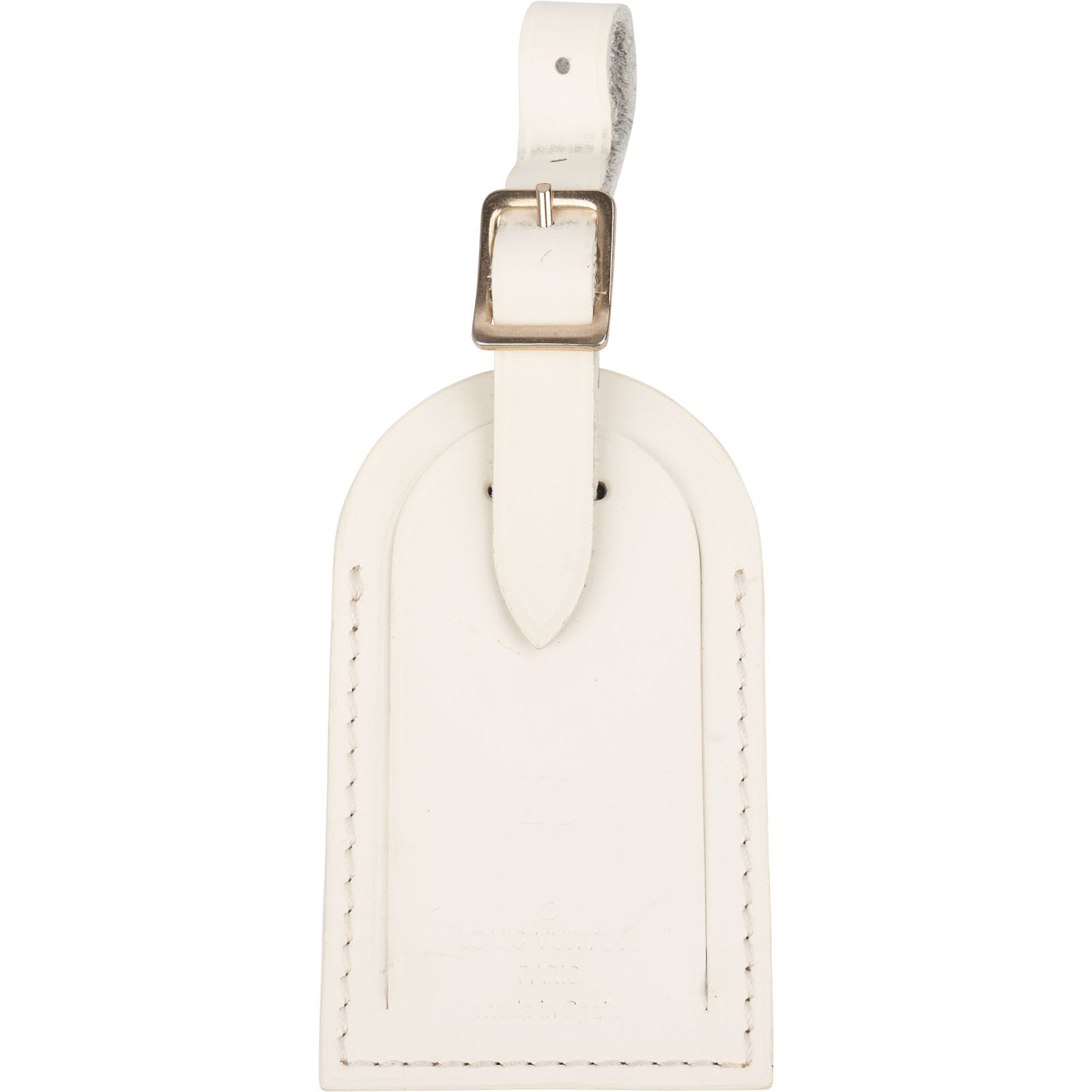 Louis Vuitton White Leather "K" Luggage Tag - vintageandkickz