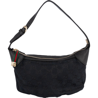 Gucci Black Monogram GG Canvas Pochette Handbag