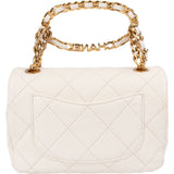 Chanel White Quilted Lambskin Mini Rectangular Flap Top Handle Crossbody Bag