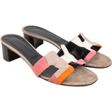 Hermès Multicolor Suede Oasis Block Sandals (37,5)