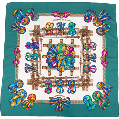 Hermès Les Rubans du Cheval Silk Carre 90 Scarf Tuch