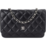 Chanel Quilted Caviar Leather Palladium Wallet On Chain Crossbody Bag