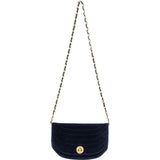 Chanel Chevron Velvet Half Moon Single Flap Crossbody Bag xxverschluss erneuern - vintageandkickz