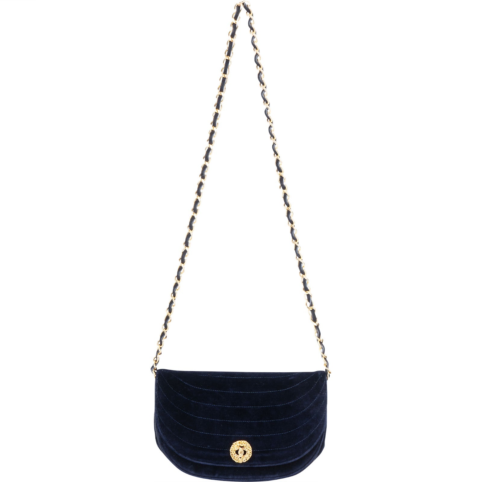 Chanel Chevron Velvet Half Moon Single Flap Crossbody Bag xxverschluss erneuern - vintageandkickz