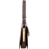Gucci Brown Lambskin Vintage Circle GG Single Flap Shoulder Bag