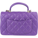 Chanel Quilted Lambskin Mini Top Handle Single Flap Crossbody Bag