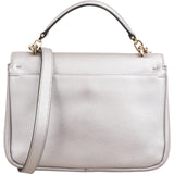 MCM Silver Leather Milla Studded Flap Crossbody Bag