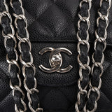Chanel Quilted Caviar Leather Palladium Maxi Single Flap Crossbody Bag