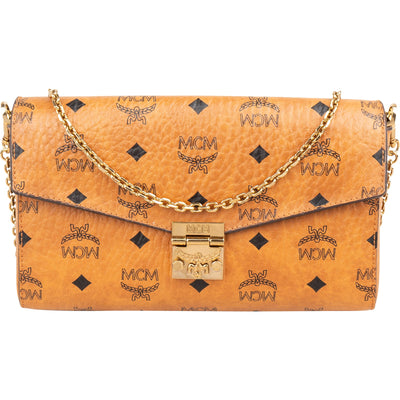 MCM Monogram Visetos Patricia Wallet Oh Chain Crossbody Bag