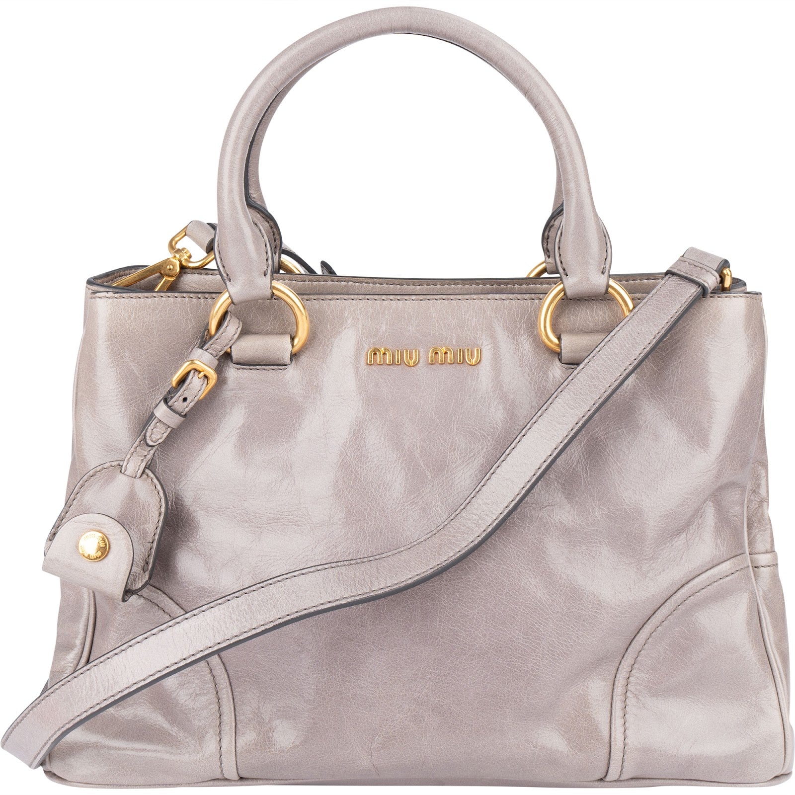 [🔄️B24 / F19] Miu Miu Vitello Lux Tote Shoulder Bag - vintageandkickz