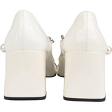 Miu Miu Bicolor Patent Leather Cap-Toe Chain & Pearl Strap Rectangular Pumps (37)