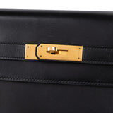 Hermès Noir Boxcalf Leather Kelly 32 Handbag