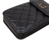 Chanel Quilted Lambskin Flap Phone Holder Crossbody Bag