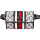 Gucci Blue Leather Monogram GG Supreme Web Belt Crossbody Bag