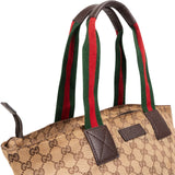 Gucci Monogram GG Canvas Web Tote Shoulder Bag