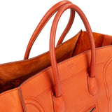 Céline Orange Drummed Calfskin Phantom Handbag
