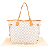 Louis Vuitton Monogram Damier Azur Canvas Neverfull MM Shoulder Bag - vintageandkickz
