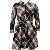 Burberry Blue Label Checked Wool Belt Longsleeve Button Up Dress (38)