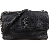 Saint Laurent Croc-Embossed Leather Niki Chain Crossbody Bag