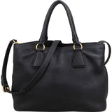 Prada Black Vitello Daino Leather Large Tote Handbag