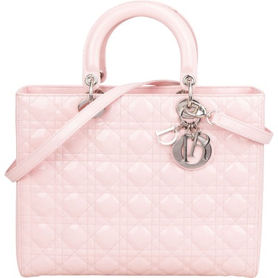 Christian Dior Quilted Patent Leather Lady Dior Handbag