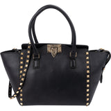 Valentino Black Calfskin Rockstud Small Tote Handbag
